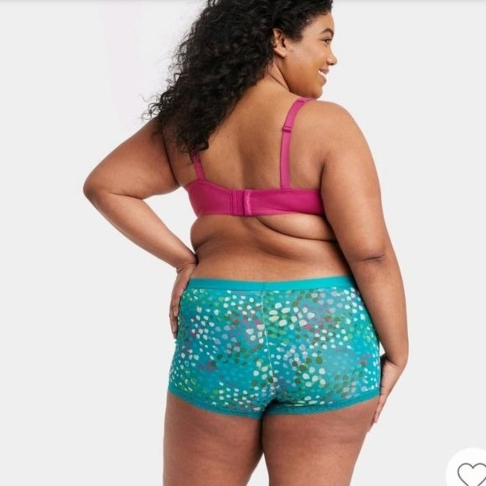Auden Women's Lace Trim Cotton Boxer Shorts multicolors 2X - Picture 7 of 7